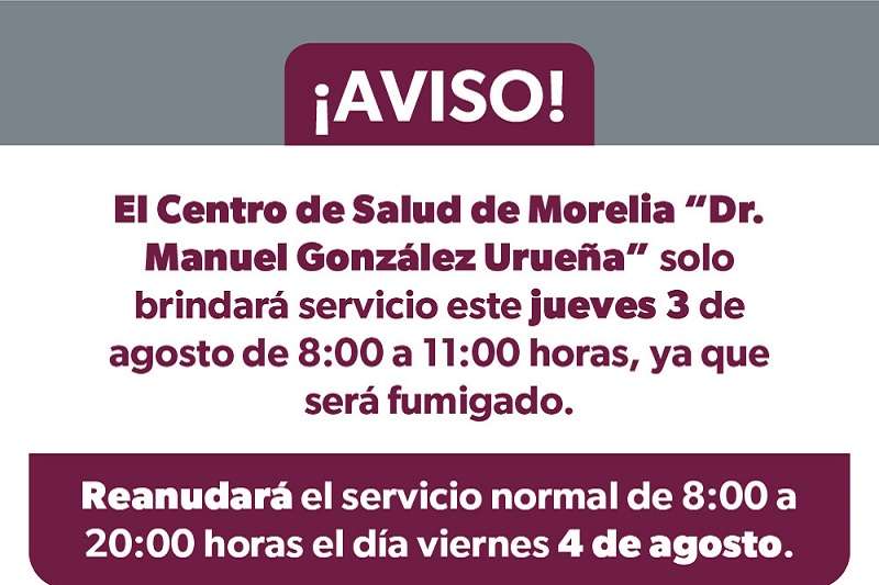 Centro de Salud de Morelia, Suspensión temporal