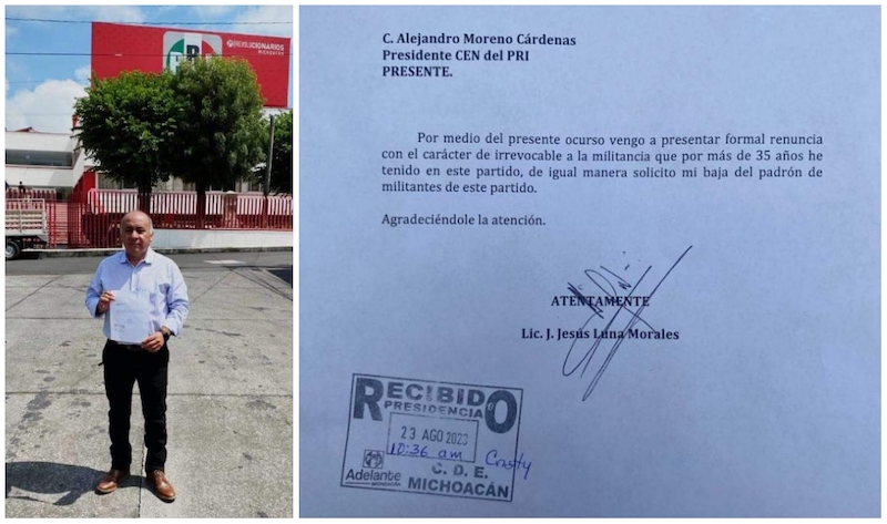 Jesús Luna Morales, renuncia al PRI