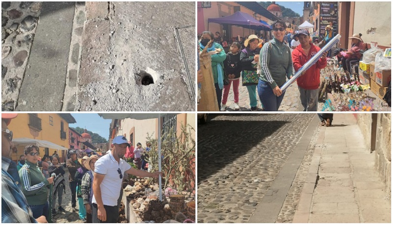 Tlalpujahua, Michoacán, Centro histórico, Perforaciónes, Daños