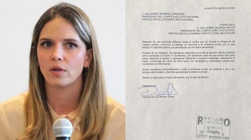 Daniela de los Santos renuncia al PRI