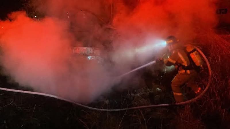 Volcadura e incendio
