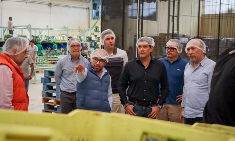 Ernesto Núñez en visita a empacadora de frutas