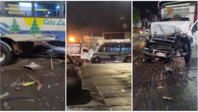 Choque entre camión urbano y camioneta