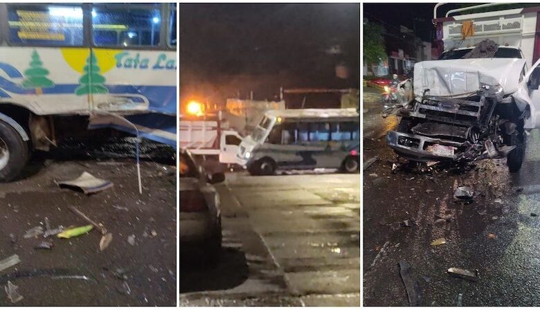 Choque entre camión urbano y camioneta