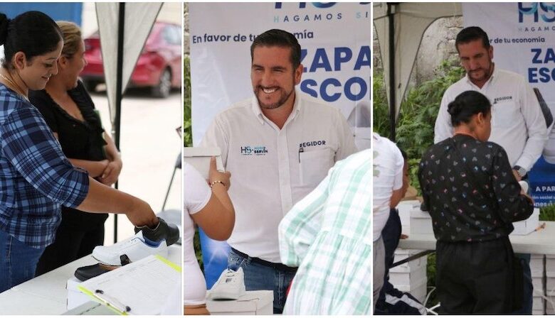 Hugo Servín entrega calzado escolar