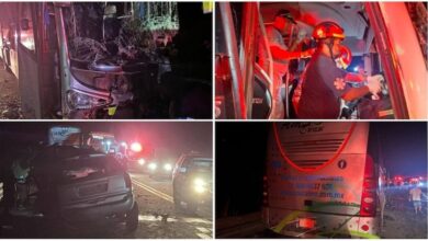 Choque entre autobús y camioneta