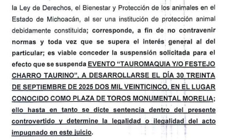 Sentencia contra corrida de toros