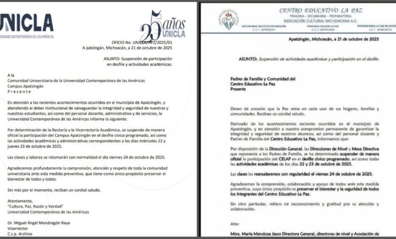 Escuelas suspenden desfile