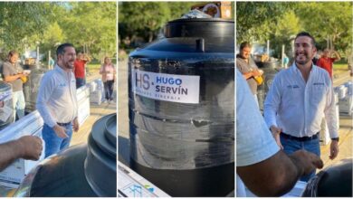 Hugo Servín entrega paquetes de calentador solar