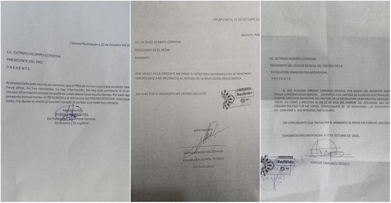 Los Suspirantes, Renuncias al PRD