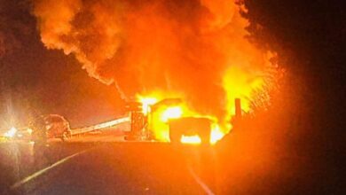 Accidente e incendio