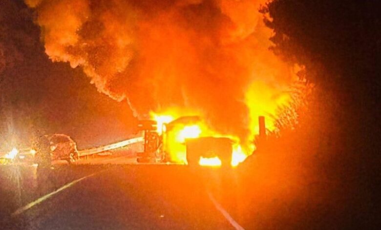 Accidente e incendio