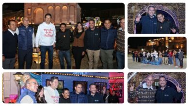 Hugo Servín en el encendido navideño