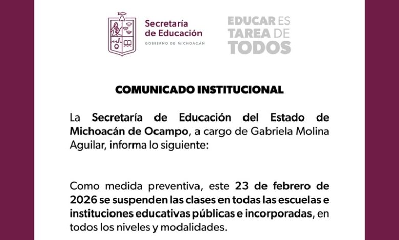 Suspenden clases en Michoacán