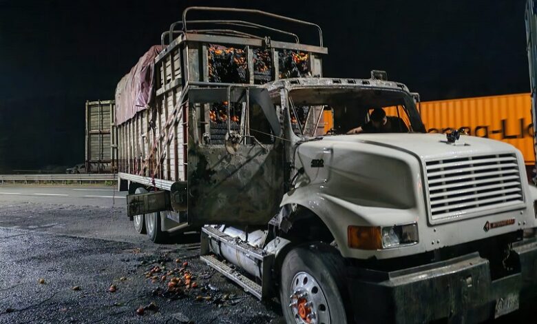 Autopista Siglo XXI, incendio de camión