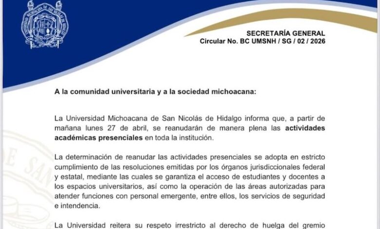 Oficio de la UMSNH