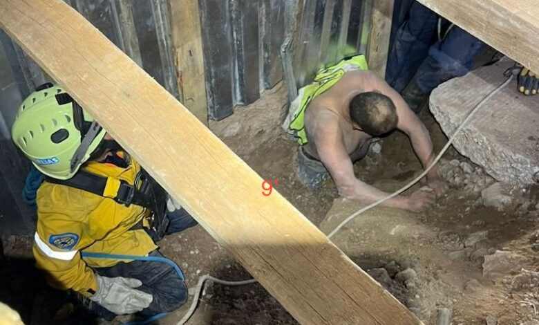 Trabajador atrapado