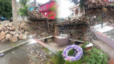Derrumbe de barda en panteón