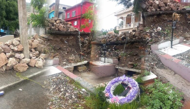 Derrumbe de barda en panteón