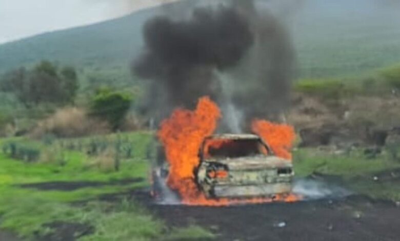 Vehículo incendiado