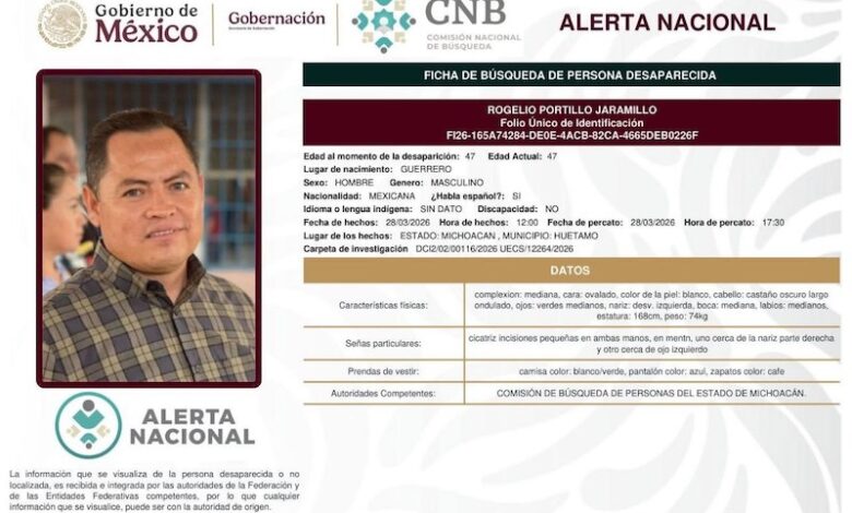 Funcionario del Bienestar desaparecido